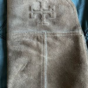 Tory Burch over the knee taupe Suede boots
